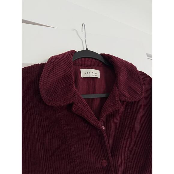 $242 New Les Tien Iris Bordeaux Corduroy Button Up - Small - Picture 3 of 9